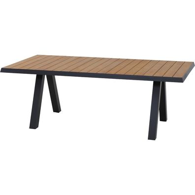 TIRANA Tisch 200x100cm anthrazit/Teak/Aluminium matt anthrazit