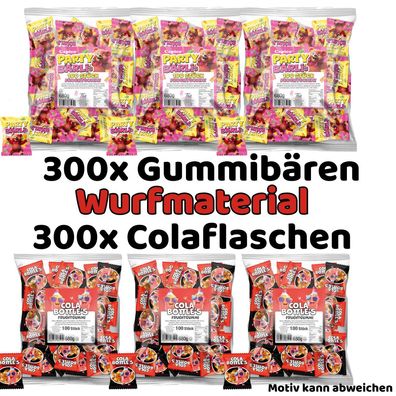 600 Beutel Fruchtgummi Mix Cola Flaschen Gummibärchen einzeln verpackt für Karneval