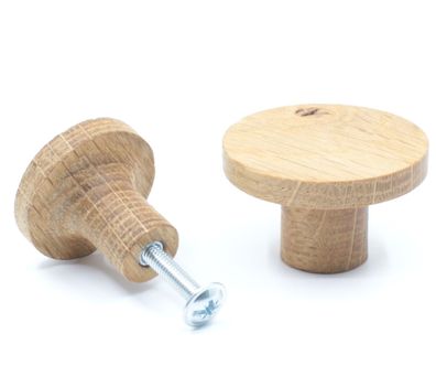 Möbelknopf Eiche massiv Holzknopf Ø 30mm, Ø 40mm Möbelgriff Schrankknopf Türgrif