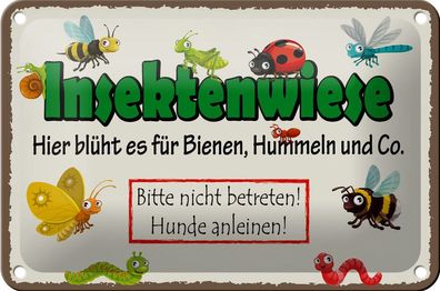 Blechschild Hinweis "Insektenwiese" 18x12cm gewölbt