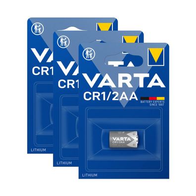 3x Varta CR 1/2 AA Mignon 6127 Lithium 3 V Batterie 700mAh im 1er Blister