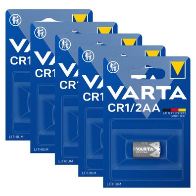 5x Varta CR 1/2 AA Mignon 6127 Lithium 3 V Batterie 700mAh im 1er Blister