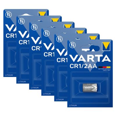 6x Varta CR 1/2 AA Mignon 6127 Lithium 3 V Batterie 700mAh im 1er Blister