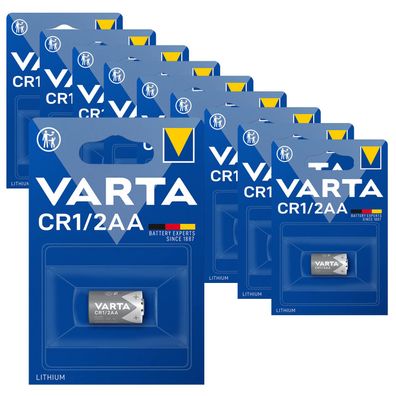 10x Varta CR 1/2 AA Mignon 6127 Lithium 3 V Batterie 700mAh im 1er Blister