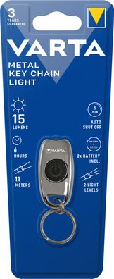 Varta LED Taschenlampe Metal Key Chain Light 15lm inkl. 2x Knopfzelle CR2016