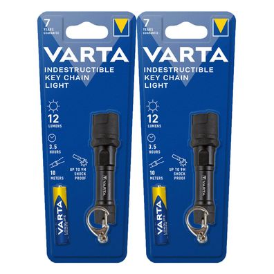 2x Varta LED Taschenlampe Indestructible Key Chain 12lm inkl. 1x Batterie AAA