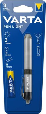 VARTA PEN LIGHT 3 Lumens Alu Pen Light Pupillenleuchte Stiftleuchte mit Clip