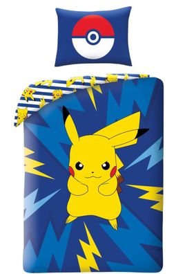 Pokemon Bettwäsche Set aus Baumwolle Bettdeckenbezug 140 × 200 cm mit 70 × 90 cm
