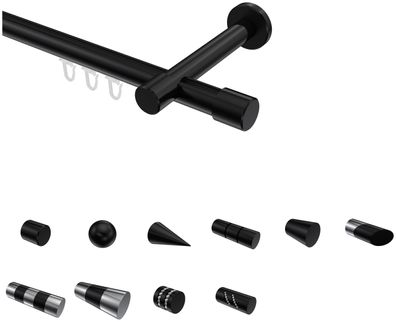 Innenlauf Gardinenstangen Schwarz 20 mm Ø Interdeco Prestige