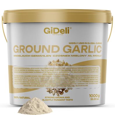 Knoblauchpulver Gemahlen 1kg Naturrein Fleisch Gemüse Fisch Intensiv GiDeli