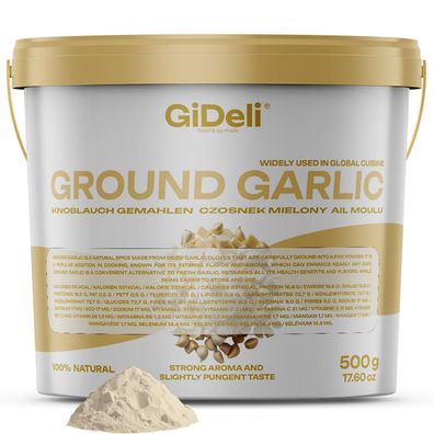 Knoblauchpulver Gemahlen 500g Naturrein Fleisch Gemüse Fisch Intensiv GiDeli