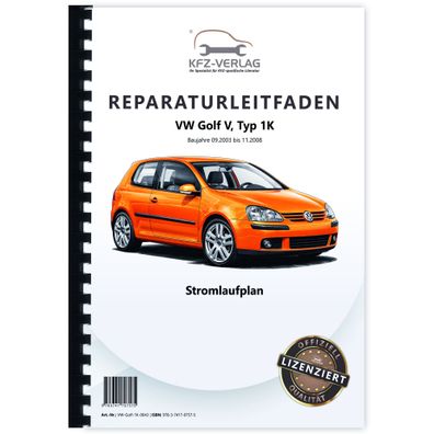 VW Golf 5 Typ 1K 2003-2008 Schaltplan Stromlaufplan Verkabelung Elektrik Pläne