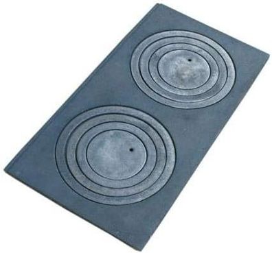 Herdplatte Kochplatte mit Herdringen Ofenplatte 2 Kochfelder Gusseisen 63x31,5cm 4922