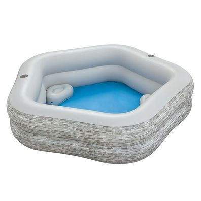 Bestway Familienpool Steinoptik mit Sitzkissen & Getränkehalter 2,13mx206mx53cm