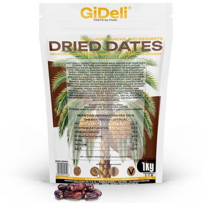 Datteln 1kg Ohne Zuckerzusatz Rohkost Soft Aromatisch Naturrein Vegan GiDeli