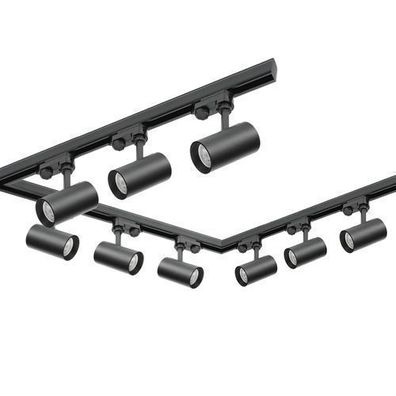 Schienensystem Komplett-Set 9xLampe 3x1m Schie 2xL-Verbinder Netzteil Kappe Schwarz