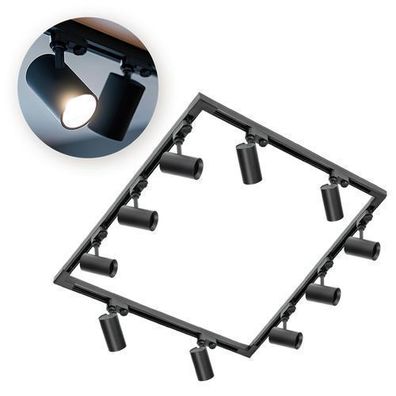 Schienensystem Komplett-Se 4x 1m Schiene, 4x L-Verbinder, 10x GU10 Lampe Schwarz