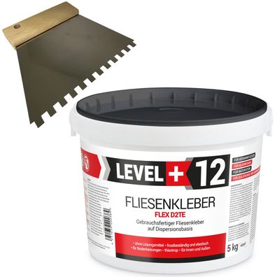 Dispersionkleber Set Fertig-Fliesenkleber 5kg Flex + Zahnspachtel 6mm L+12
