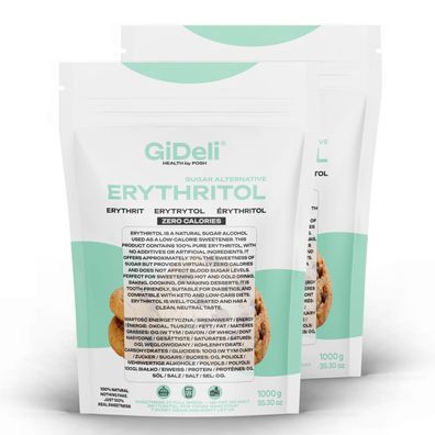 Erythrit 2kg Zuckerersatz Kalorienfrei Low Carb Zahnfreundlich Vegan GiDeli