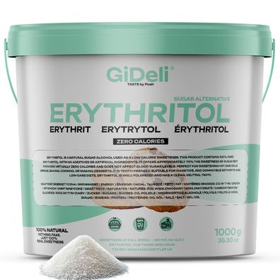 Erythrit 1kg Zuckerersatz Kalorienfrei Low Carb Zahnfreundlich Vegan GiDeli