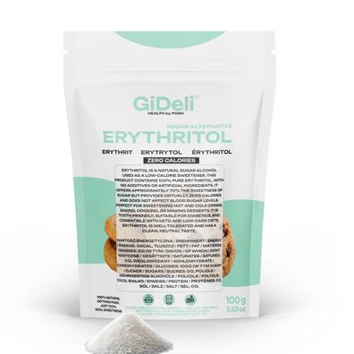 Erythrit 100g Zuckerersatz Kalorienfrei Low Carb Zahnfreundlich Vegan GiDeli