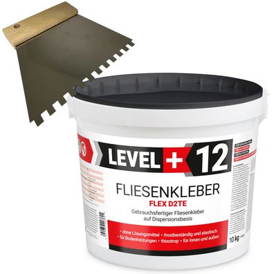 Dispersionkleber Set Fertig-Fliesenkleber 10kg Flex + Zahnspachtel 6mm L+12