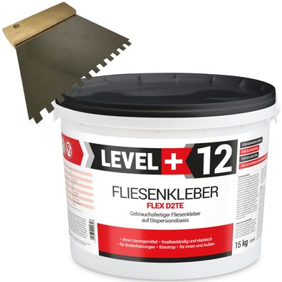 Dispersionkleber Set Fertig-Fliesenkleber 15kg Flex + Zahnspachtel 6mm L+12