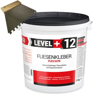 Dispersionkleber Set Fertig-Fliesenkleber 25kg Flex + Zahnspachtel 6mm L+12