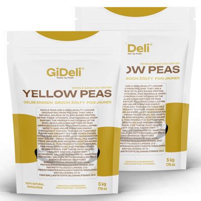 Gelbe Erbsen 10kg Ganze Ungeschält Vegan Protein Naturrein Hülsenfrüchte GiDeli