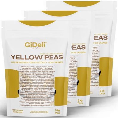 Gelbe Erbsen 15kg Ganze Ungeschält Vegan Protein Naturrein Hülsenfrüchte GiDeli