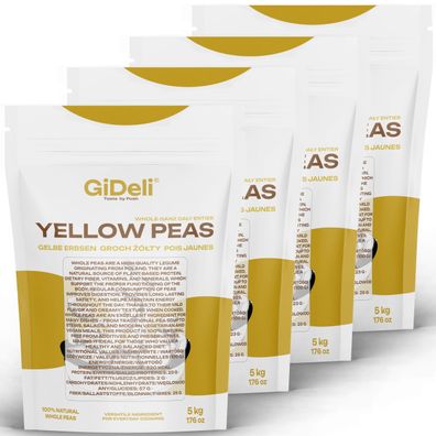 Gelbe Erbsen 20kg Ganze Ungeschält Vegan Protein Naturrein Hülsenfrüchte GiDeli
