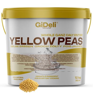Gelbe Erbsen 10kg Ganze Ungeschält Vegan Protein Naturrein Hülsenfrüchte GiDeli