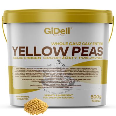 Gelbe Erbsen 500g Ganze Ungeschält Vegan Protein Naturrein Hülsenfrüchte GiDeli