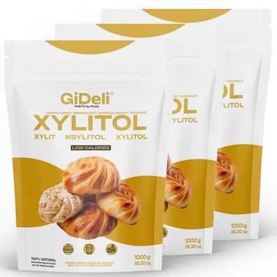 Xylit Birkenzucker 3kg Zuckerersatz Vegan Zahnfreundlich Kalorienarm GiDeli