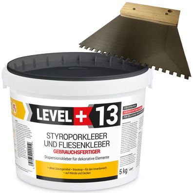 Styroporkleber 5kg Dispersionkleber Polymerbasis + Zahnahnspachtel 4mm SET L+13