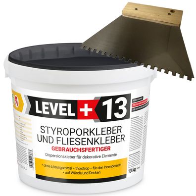 Styroporkleber 10kg Polymerbasis Dispersionkleber + Zahnahnspachtel 4mm SET L+13