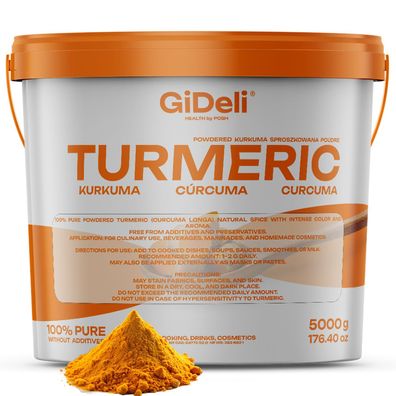 Kurkuma Pulver 5kg Curcuma Goldene Milch Fein Gemahlen Naturrein Vegan GiDeli