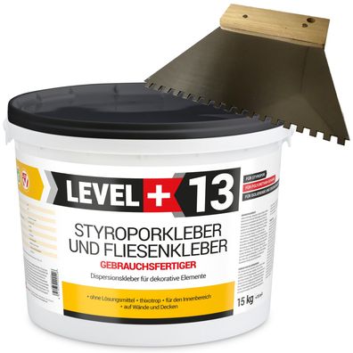 Styroporkleber 15kg Polymerbasis Dispersionkleber + Zahnahnspachtel 4mm SET L+13