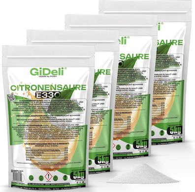 Zitronensäure 20kg Entkalker Citric Acid Lebensmittelqualität E330 Vegan GiDeli
