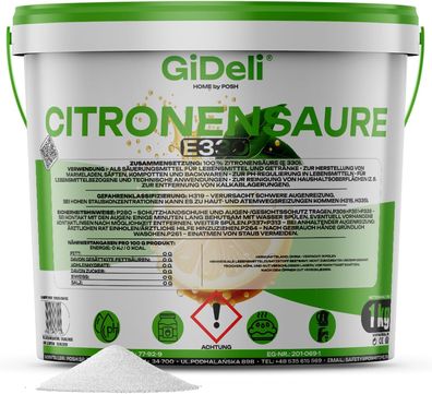Zitronensäure 1kg Entkalker Citric Acid Lebensmittelqualität E330 Vegan GiDeli