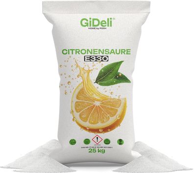 Zitronensäure 25kg Entkalker Citric Acid Lebensmittelqualität E330 Vegan GiDeli