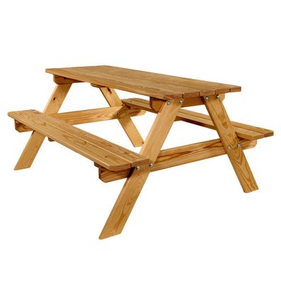 Kinderpicknicktisch aus Holz Kiefer braun, Sitzgruppe für Kinder 115cm lang : braun