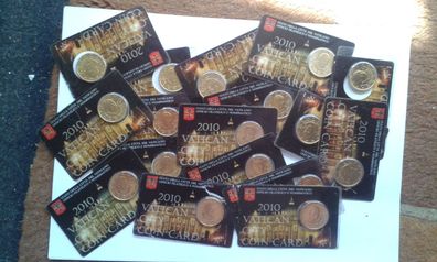 17 x 50 cent 2010 Vatikan coincard 2010 Vatikan Nr. 1 Papst Benedikt XVI. 2. Wahl
