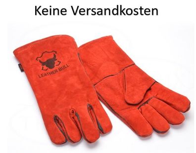 Grillhandschuhe BBQ Ofenhandschuhe M/L/XL Hitzebeständig - Leder Rot Premium Qualität