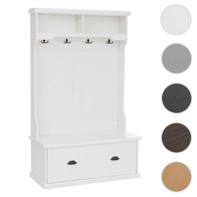 Garderobe HWC-P27, Flurgarderobe Sitzbank, 4 Haken Staufach Melamin 163x100x47cm