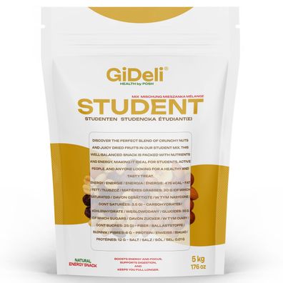 Studentenfutter 5kg Nuss-Frucht-Mix ungesalzen Cranberries Bananenchips GiDeli