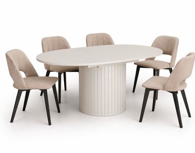 Ausziehbarer Tisch 120 - 160 cm ZANTE mit 6 Stühlen - Kachmir
