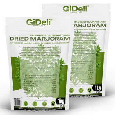 Majoran Gerebelt 2kg Getrocknet Blätter intensiv Gewürz Fleisch Suppen GiDeli