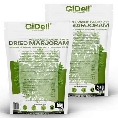 Majoran Gerebelt 10kg Getrocknet Blätter intensiv Gewürz Fleisch Suppen GiDeli