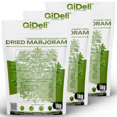 Majoran Gerebelt 3kg Getrocknet Blätter intensiv Gewürz Fleisch Suppen GiDeli